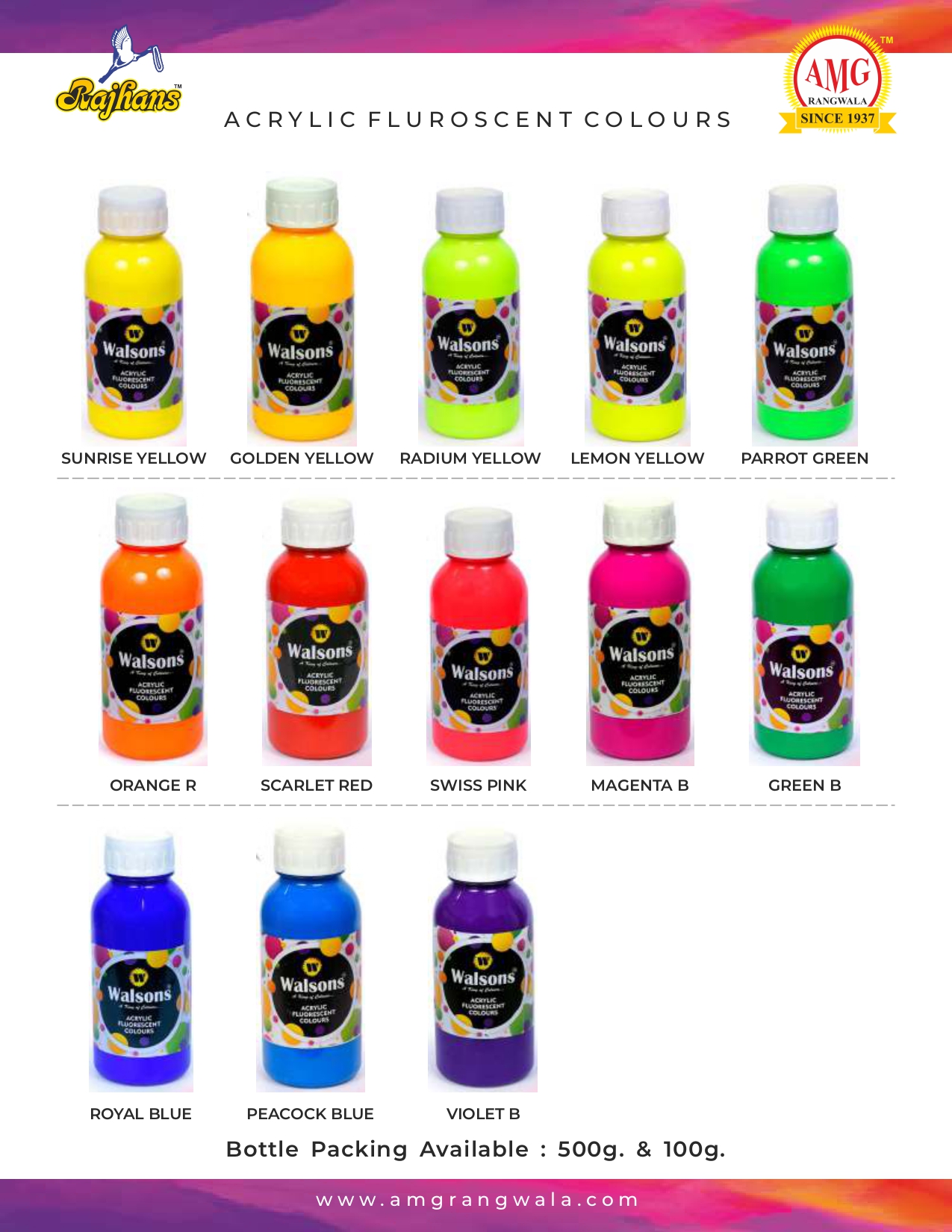 walsons acrylic fluorescent colors